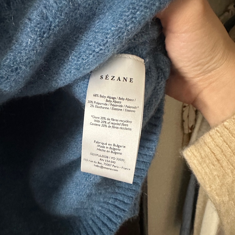 Sézane Blue V‑Neck Mohair Sweater - Picture 5 of 5